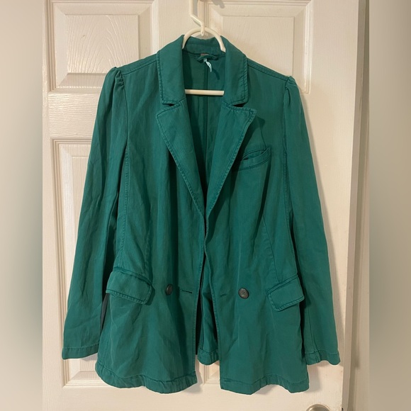 Free People Green Blazer Jacket - Picture 2 of 9